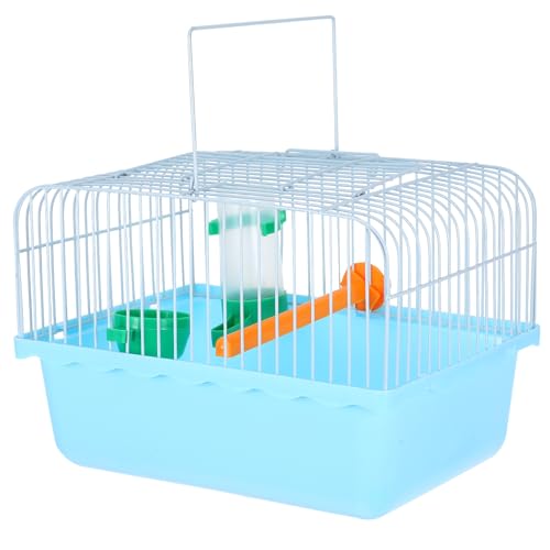 Toddmomy Portable Bird Cage with Perch Food Box Water Dispenser Spacious Travel Carrier for Parrots Lovebirds Small Birds 9.29X6.57X6.29 Inches - color: Blue
