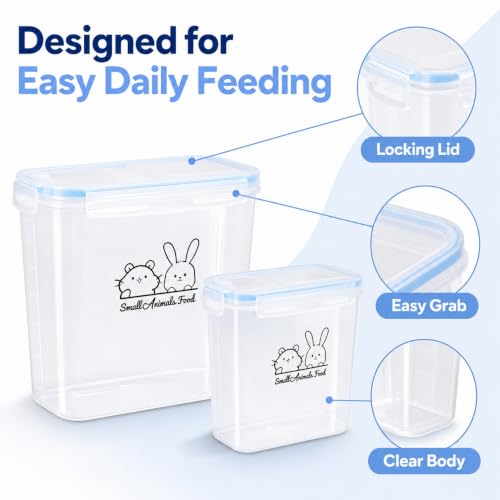 Pet Food Storage Containers,Airtight Small Animals Food Container,Cat Food Storage Container,Jars Dispenser Set with Lids,Multi Size3.52Qt/4L and2.2Qt/2.5L,for Wild Bird Seed Dispenser|BPA Free/Clear