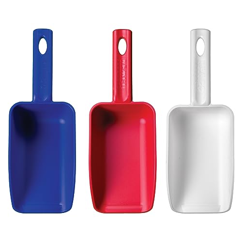 Remco - A Vikan Company 3 pk Color-Coded Plastic Hand Scoop - BPA-Free, Food-Safe Scooper, Commercial-Grade Utensils, Restaurant and Food Service Supplies, 16-Ounce Size, Red/White/Blue