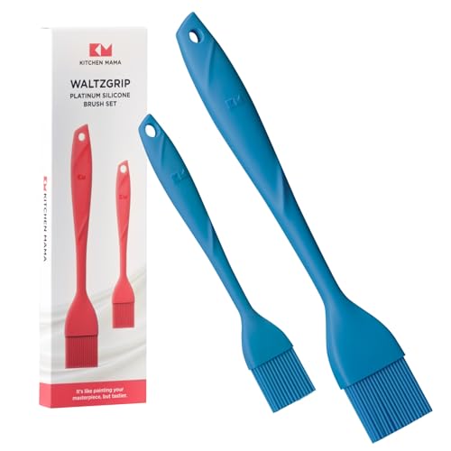 Kitchen Mama WaltzGrip Platinum Silicone Basting Pastry Brush, Blue | Heat-Resistant, For Cooking, Baking, Grilling, Spreading Oil or Butter, Dishwasher-Safe - color: Blue