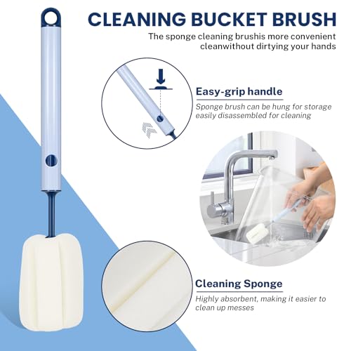LEAWALK 6 Lbs Airtight Dog Cat Food Storage Container and Dog Treat Containers BPA-Free, PET Clear Stackable Pet Storage Bin, 1-Cup Scoop, 1-Sponge cleaning brush, Pop Top, With handle, Easy Mobility - color: Milky White 6L-A