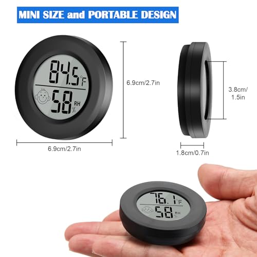 2Pcs Mini Digital Indoor Thermometer Hygrometer Meters Gauge | Accuracy Room Temperature and Humidity Monitor for Reptile Humidors Jars Incubators Guitar Case Green House Fahrenheit (℉)