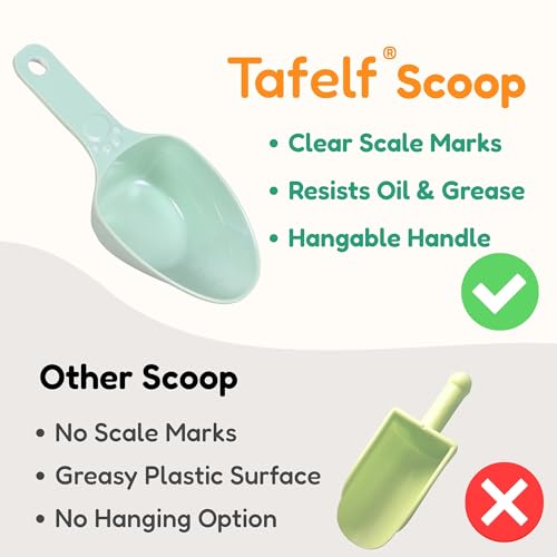 Dog Food Scoop 1 Cup, One Cup Measuring Cup, Food Grade Melamine Pet Food Measuring Scoop with 1/2&1/4 Cup Markings, Long Handle Food Scoop For Cat, Bird, Rabbit, Sturdy & Dishwasher Safe (Green) - color: Green