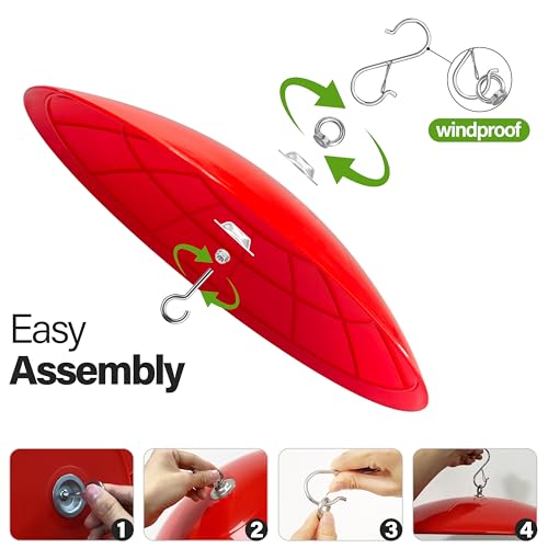 16-Inch Widened Bird Feeder Cover,Hummingbird Feeder Rain Guard,Squirrel Baffle for Bird Feeders,Squirrel-Proof for Wide Outside Tree Trunk or Eave,Gift for Wumen,(Bright Red),2 Pack - color: Red, size: 16''/2P