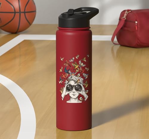 Bird Nerd Birdwatcher Birdwatching Bird Watcher Birder Tee Stainless Steel Insulated Water Bottle - color: Red