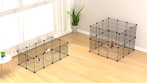LANGXUN DIY Small Animal Playpen, Pet Playpen with Door and Waterproof Mat, Rabbit Guinea Pig Cages, Puppy Kitten Playpen | Indoor & Outdoor Portable Metal Wire Yard Fence, 12pcs Metal Pet Panels - style: 12 Metal Panels & Mat (11.8'' x 15")