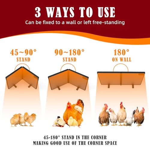 Chicken Coop Heater Inside Coop with Remote Control, 180W Foldable Radiant Heaters, 30''x12'' Large Heating Panel Warmer for Cozy Winter with Adjustable Timer and Temp, Safer Than Brooder Heat Lamp - color: Dark Black 2G-Controller