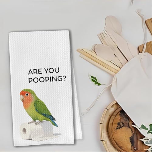 , Bird Decor Hand Towels for Bathroom, Bird Lover Gifts,are You Pooping Funny Bathroom Towel, 16x24 Inch（Agapornis） - color: Bird Nerd-04