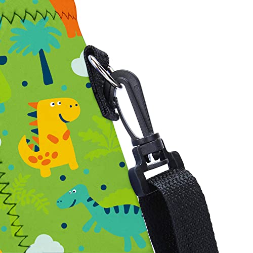 AMARY 500ML Neoprene Water Bottle Carrier Bag with Adjustable Shoulder Strap,Insulated Water Bottle Cover for Stainless Steel/Glass/Plastic Bottles 16.9OZ (dinosaur) - color: dinosaur
