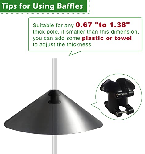 19 Inch PP Squirrel Proof Baffle for Protecting Outside Pole Bird Feeders and Bird Houses, Pole Mount Raccoon and Squirrel Guard Stopper for Shepherd Hooks - Black, 1 Pack | Raccoon and Squirrel Guard Stopper for Shepherd Hooks - style: Pole Mount 1pcs
