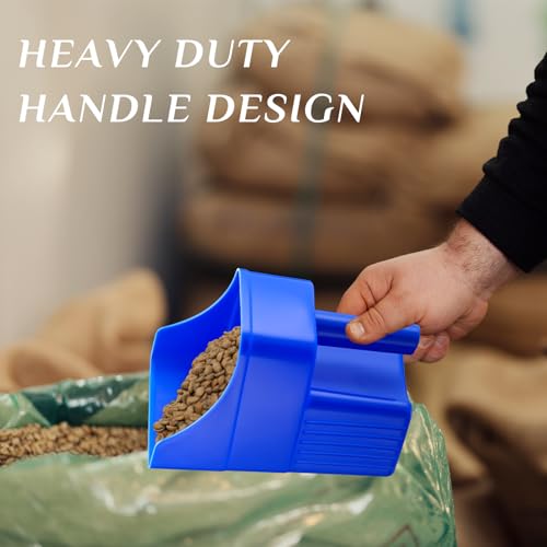 6 Pcs Plastic Feed Scoop Enclosed Feed Scoop with Measure Marks Heavy Duty Durable Stackable for Horse Goat Ranchers Livestock Homesteaders Feeding Supplies (Blue) - color: Blue