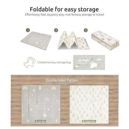 Joypony Baby Play Mat, 47 x 47 Inch Foldable Play Mats for Babies and Toddlers, Waterproof & Anti-Slip Portable Baby Floor Mat for Playpen with Travel Bag. - size: 47x47x0.4 Inch