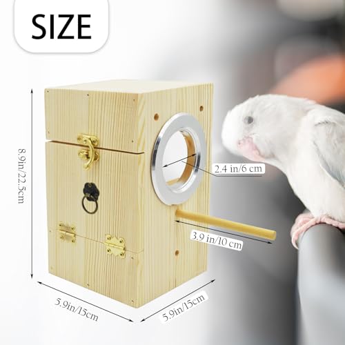 kathson Parakeet Nesting Box Transparent Bird House Bird Nest Box for Cage Parrot Nesting Boxes Wooden Breeding Box for Cockatiel Lovebirds Budgie Finch Canary(M) - size: [L:8.9 x 5.9 x 5.9 lnches]