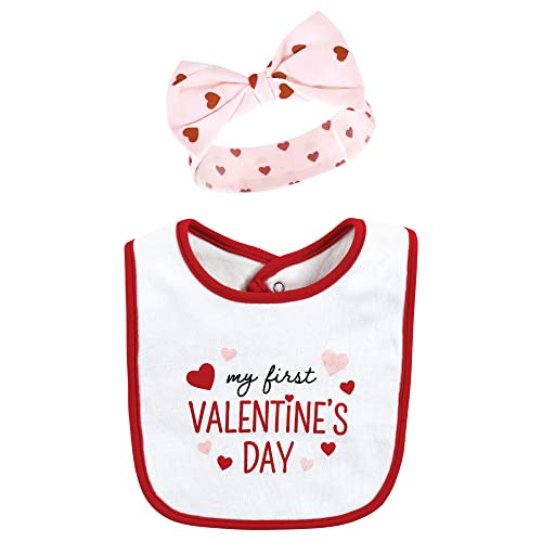 Hudson Baby Unisex Baby Cotton Bib and Headband Set - color: Valentine Sweetheart, size: One Size (Pack of 2)
