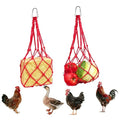 Hanging Poultry Feeder Net 2pcs - Chicken Veggies Bag, Chicken Toy for Coops, Hanging Vegetable Bag, Enrichment Toy for Hens Ducks Coops (Red) - color: Red