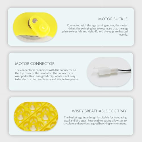 56 Egg Incubator, Automatic and Adjustable Egg Turning, Incubator for Chicken Eggs, for Hatching Poultry Chicken Duck Bird Quail (16.92x16.33x1.81 in Yellow 110V)