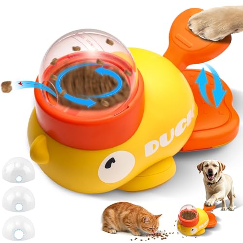 Duck Dog Slow Feeder Puzzle Toy, 3 Adjustable Openings, Treat Dispenser | Fits different kibble sizes with 3 adjustable openings to encourage slower eating, mental stimulation, and interactive play