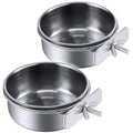 PINVNBY Parrot Feeding Cups Birds Food Dish Stainless Steel Parrot Feeders Water Cage Bowls with Clamp Holder for Cockatiel Conure Parakeet Macaw Small Animal (2PCS, Size: M)
