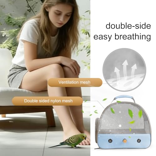 Bird Carrier, Portable Small Bird Parrot Parakeet Carrier with Standing Perch and Soft Mat, Side Access Window Collapsible - color: Blue