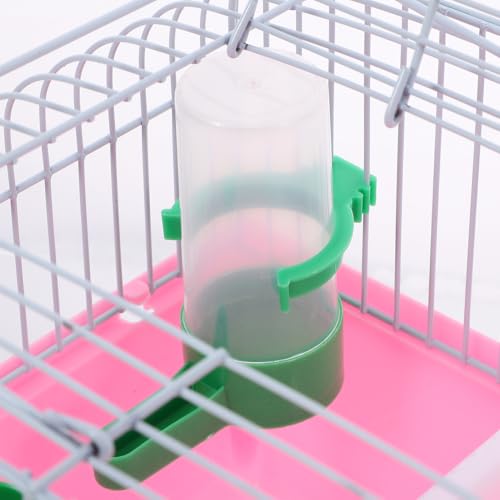 BESPORTBLE Portable Bird Carrier Travel Cage with Perch Food Box Water Dispenser Lightweight Small Bird Cage for Parrots and Lovebirds 9.29X6.57X6.29In - color: Pink