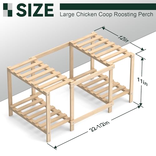 Flehomo Chicken Perch, Wooden Roosting Bars with Ladder for Chicken Coop & Chicken Jungle Gym, Toy for Chicks & Hen Chickens
