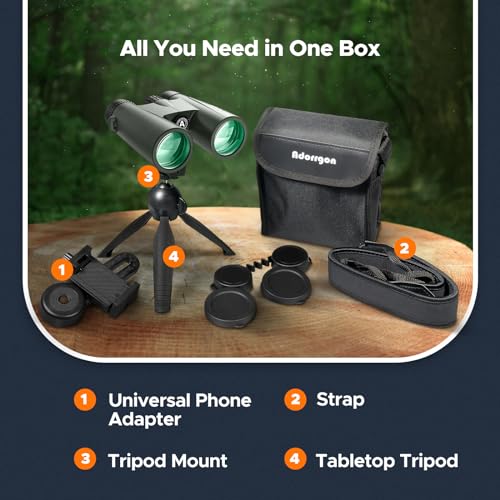 15x45 High Powered Binoculars for Adults, Phone Adapter and Tripod | BAK4 Prism, FMC Optics, Waterproof, Large View with Clear Low Light Vision for Bird Watching Cruise Travel Wildlife Viewing - size: 15x45