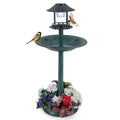 Solar Bird Bath, Pedestal Bird Bath with Bird Feeder, Flower Planter Base, and Solar Powered Lamp, Standing Birdbath for Outdoors, Garden, or Yard, 42 Inch Tall (Green) - color: Green