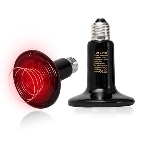 Non-Light Emitting Heating Ceramic Heat Emitter 0.25 inch-75mm - 50W Reptile Heat Lamp (2-Pack) for Terrariums, Brooders & Incubators, Turtle, Lizard, Bearded Dragon, Snake, Small Pets - E26 - color: 50 Watt, size: 75 mm