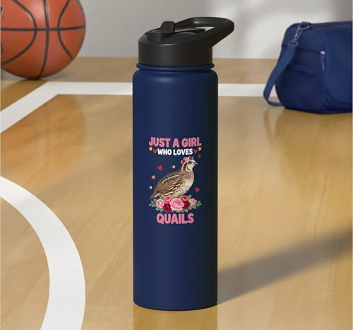 Bird, For The Girl Who Adores Quails Stainless Steel Insulated Water Bottle - color: Navy Blue