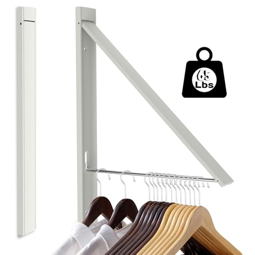 Clothes Drying Rack Folding Indoor,Laundry Room Organization,Wall Mounted Drying Racks for Laundry,Laundry Drying Rack Collapsible,Laundry Drying Rack,Retractable Clothesline (White) - color: White