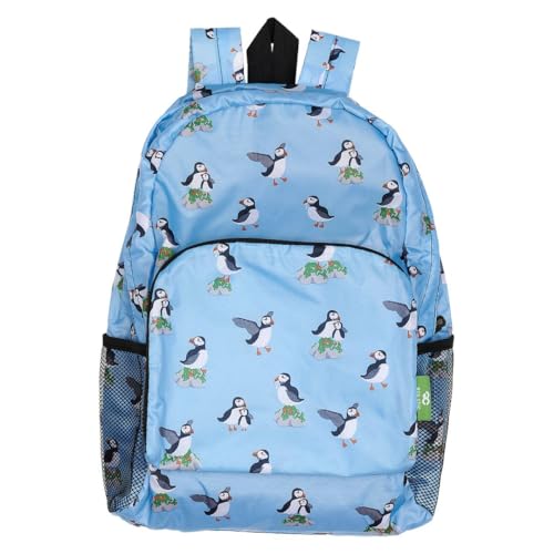 ECO CHIC Hiking Lightweight Packable Backpack - Foldable Daypack for Travel & Hiking & Outdoor Adventures - Waterproof Backpack from Recycled Materials (Multi Puffin Blue) - color: Multi Puffin Blue