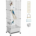 STILLCOVE X-Large Flight Bird Cage, with Bowls & Perches & Ladder & Swing | with Removable Tray, Universal Wheels, Tall Birdcage for Parakeet, Parrot, Cockatiel, Conure, Budgie, Canary, Finch, Lovebird - size: 14.2"L x 18.5"W x 53.2"H