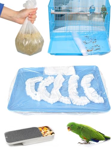 Disposable Bird Cage Liners Clear Plastic Parakeet Cage Liner Bag - 50 Pcs Parrot Cage Tray Liners Universal Film Bird Cage Accessories for Finches Canaries Cockatiels Birdcage - size: 50PCS