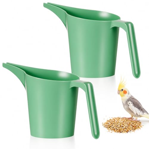 2 Pack Bird Feeder Scoop Set,Pet Food Bird Seed Scoop Large Capacity Suitable Narrow Spout Suitable for Tube Feeders Birds Chicken Livestock Restaurant Kitchen (Green) - color: Green