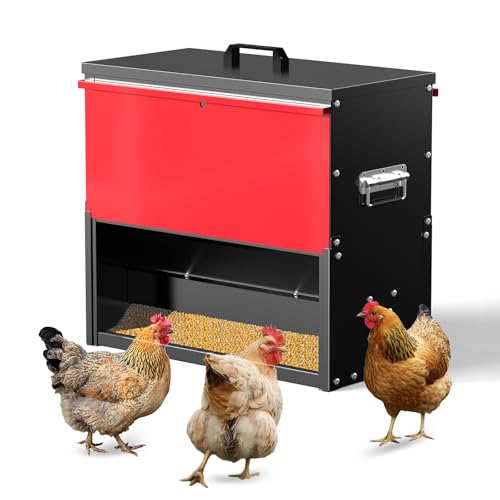 100lb Capacity Automatic Chicken Feeder | Metal Poultry Feeder, No Waste Waterproof Chicken Feeder, Suitable for Geese, Ducks, Turkeys, Quails - size: 100LB