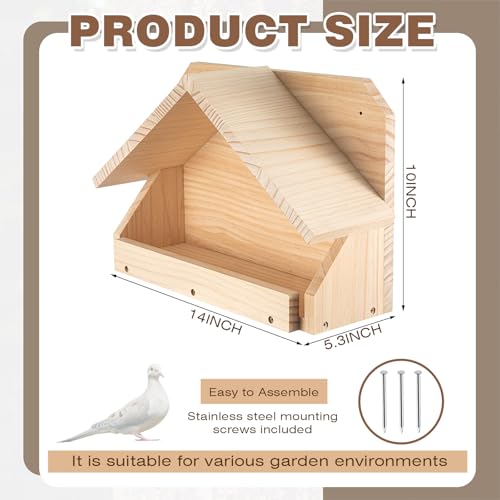 Briwooody Wooden Open Mourning Dove Nesting Box for Outside Dove Bird House 14 H x 10 W x 5.3 L Inches Bird Nesting and Roosting Platform Hanging Birdhouse Garden Decoration (Triangular Roof, Brown) - style: Triangular Roof