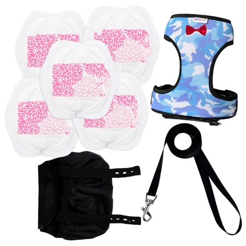 Chicken Harness Diaper Set with Leash – Adjustable & Durable Training Aid for Geese/Ducks | Washable Mesh for Safe Outdoor Exploration - color: Camouflage blue, size: Large