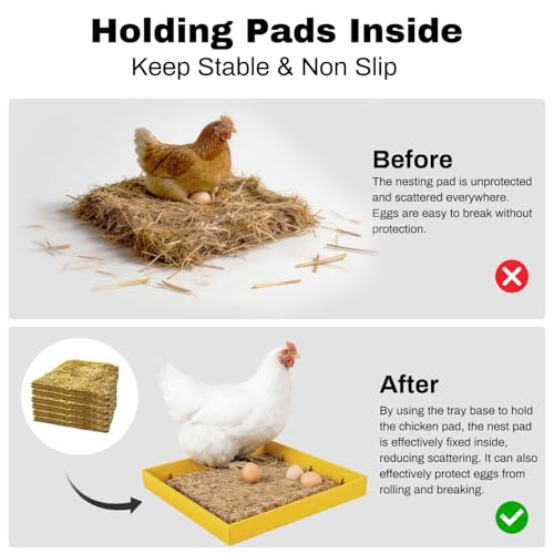 Silicone Chicken Nesting Box Mat, Large Holder Tray for 13"x13" Nest Pads, Reusable & Washable Pad for Large Nesting Box, Coop Accessories, Shelf, Egg Storage, Chickens Supplies. - color: Yellow