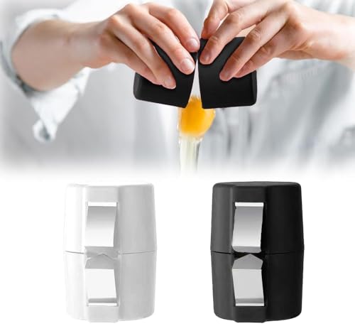 Egg Cracker Tool for Raw Eggs, Egg Shell Opener with Stainless Steel Cutter, Clean Cut Kitchen Gadget for Cooking, Baking & Meal Prep - color: White