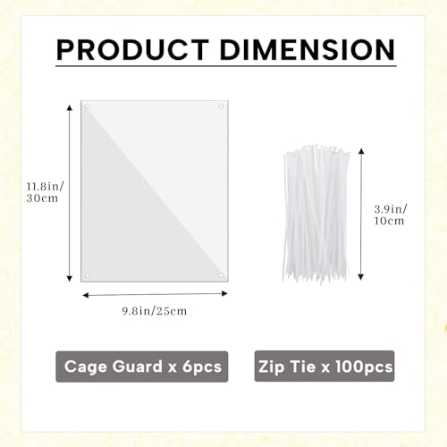 KEYIDE 6Pcs Plastic Pet Cage Liner 12” x 10” Clear Bunny Cage Urine Guard Guinea Pig Side Lining Sheet Rabbit Habitat Siding Ferret Scatter Guard Cage Accessories Simple but Essential
