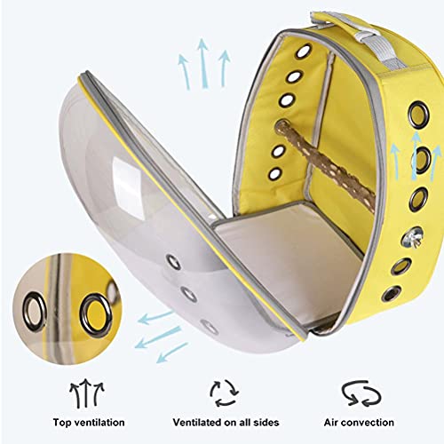 HEITIGN Bird Carrier Backpack Cage Transparent Parrot Carrier 1 Stick Wooden Standing Perch 12 Holes Ventilate Transparent Space Capsule Carrier Portable Bird Small Animal Travel