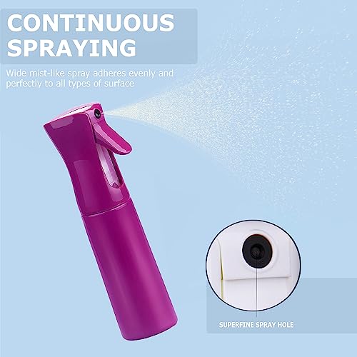 VIGOR PATH Continuous Mist Purple Spray Bottle 300ml Fine Mist for Hair | Ultra Fine Atomizer Leak Proof Ergonomic Construction 360 Refillable - color: Light Purple - 10oz