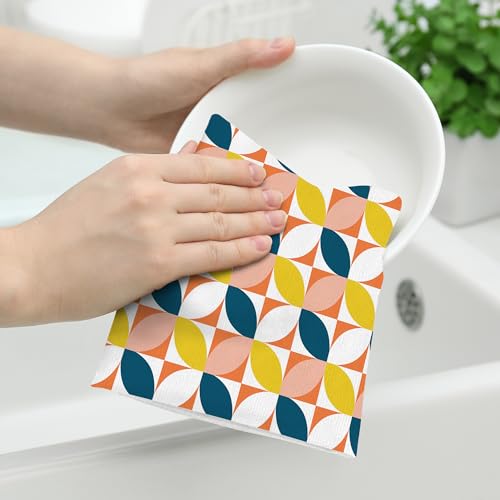 Mid Century Modern Kitchen Towels Decorative Set Vintage Tea Towels | Set of 2, Absorbent Dish Towel Retro Hand Drying Kitchen Bathroom Baking Cooking Cloth Home Decor 16'' x 24'' - color: Retro Modern