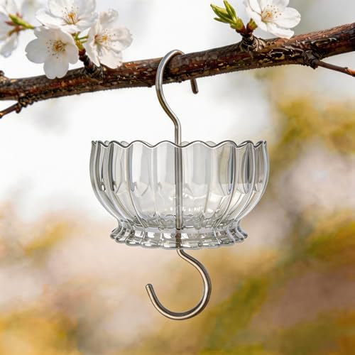 9oz Plastic Ant Moat for Hummingbird Feeder, 4-Pack Clear Insect Guard | Stainless Hooks, Daisy Floral Buffer, Transparent Nectar Protector, Water Barrier Blocking Bugs, 9 Ounce/270ml Capacity - color: Clear, size: 4PC/Pack