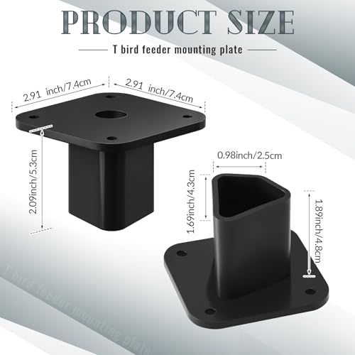 Nuanchu T Post Mounting Plate for Bird Houses Feeder,2 Pcs,Black | Compatible with Most Standard Fence Post Pole,Mounting Plate for Bird Houses,Bird Feeder,Mailboxes, Mount Flange - color: Black