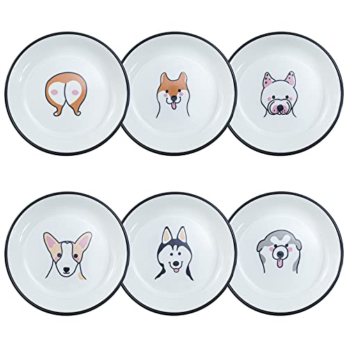 Funny Dogs Head and Butt Pattern Ceramic Sauce Dishes, Seasoning Dishes, Sushi Soy Dipping Bowls, Appetizer Plates, Dessert Plates, Little Cat Bird Feeding Bowls, Set of 6-Dogs-5 Inch - color: Dogs, size: 5 Inch