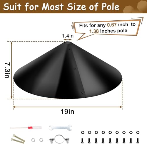 Squirrel Baffle for Bird Feeder Pole,Outdoor Pole Mount Squirrel Proof Guard Stopper- 19 Inch,1 Pack,Plastic - size: 19IN-1Set