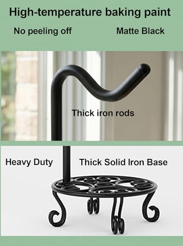 75'' Tall Shepherd's Hook with Base Adjustable Height Indoor Outdoor | Heavy Duty Base,Stable Outdoor Garden Hook,For Hanging Planters,Bird Feeders,Wind Chimes,Lanterns,Lamp
