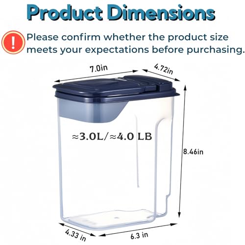 3L/3.2Qt Bird Seed Storage Container,Pet Food Storage Containers with Pour Spout,Cereal Dispenser,Holds up to 3~3.5Lbs-Easy Grip and Fill Bird Feeders-Ideal for Storing Sunflower Seed