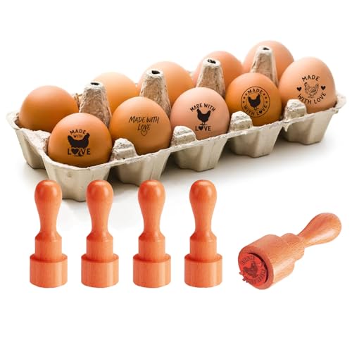 AHANDMAKER 5 Styles Small Wooden Rubber Egg Stamp Mini Chicken Egg Text Theme Stamp Unique Designs for Easter Egg Decoration DIY Making Scrapbooking Card Stamping Crafting - style: Chicken Egg Text